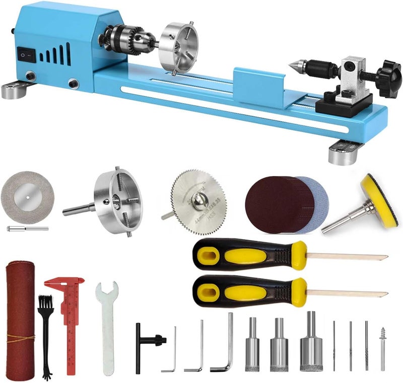 Winbomgo Wood Lathe Mini Lathe Machine Multi-Purpose Type Lathe Milling Cutting Grinding Polishing Professional Table Top Lathe Tool Kit - Image 1
